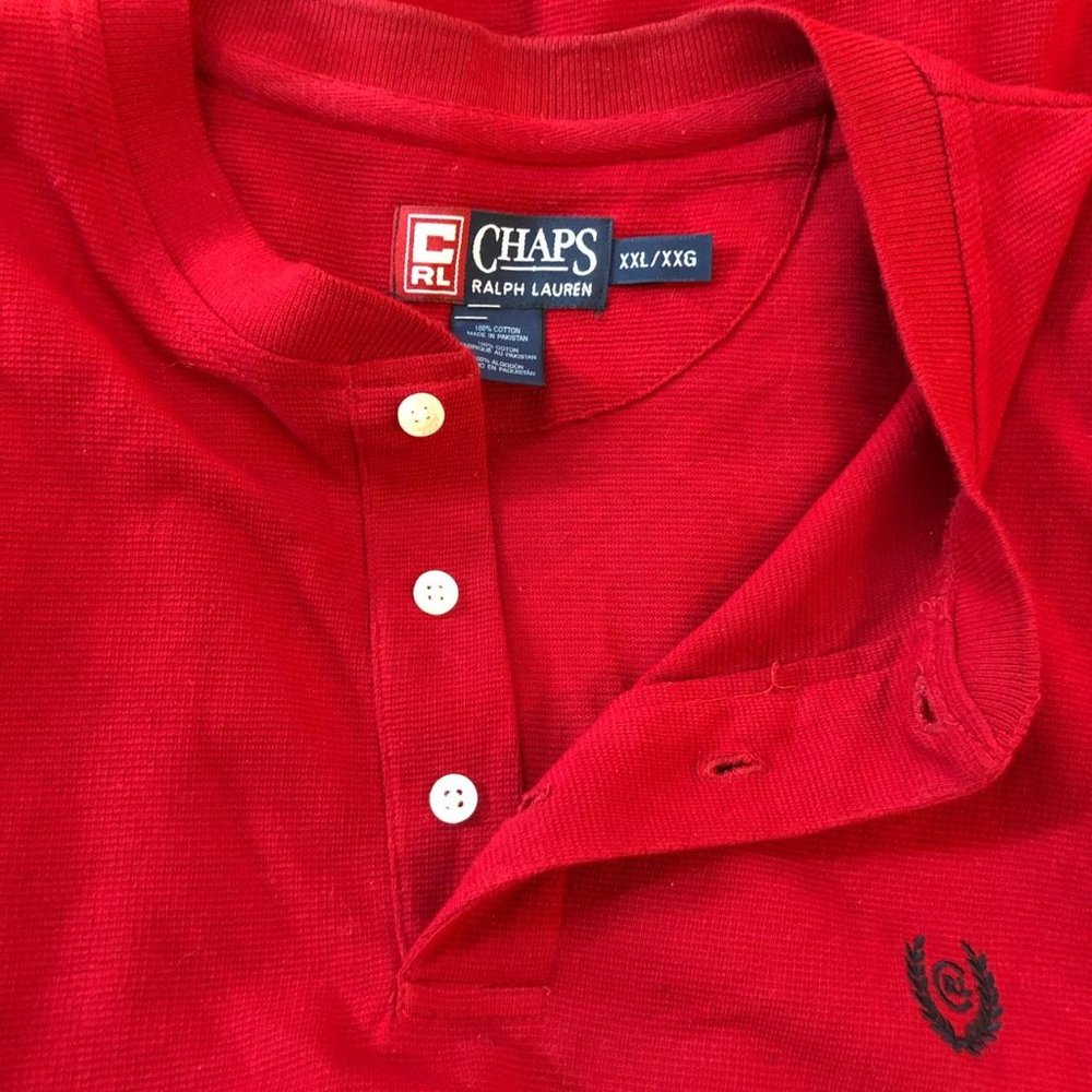 Vintage Red Pull Over Three Button Chaps Calab Si… - image 3